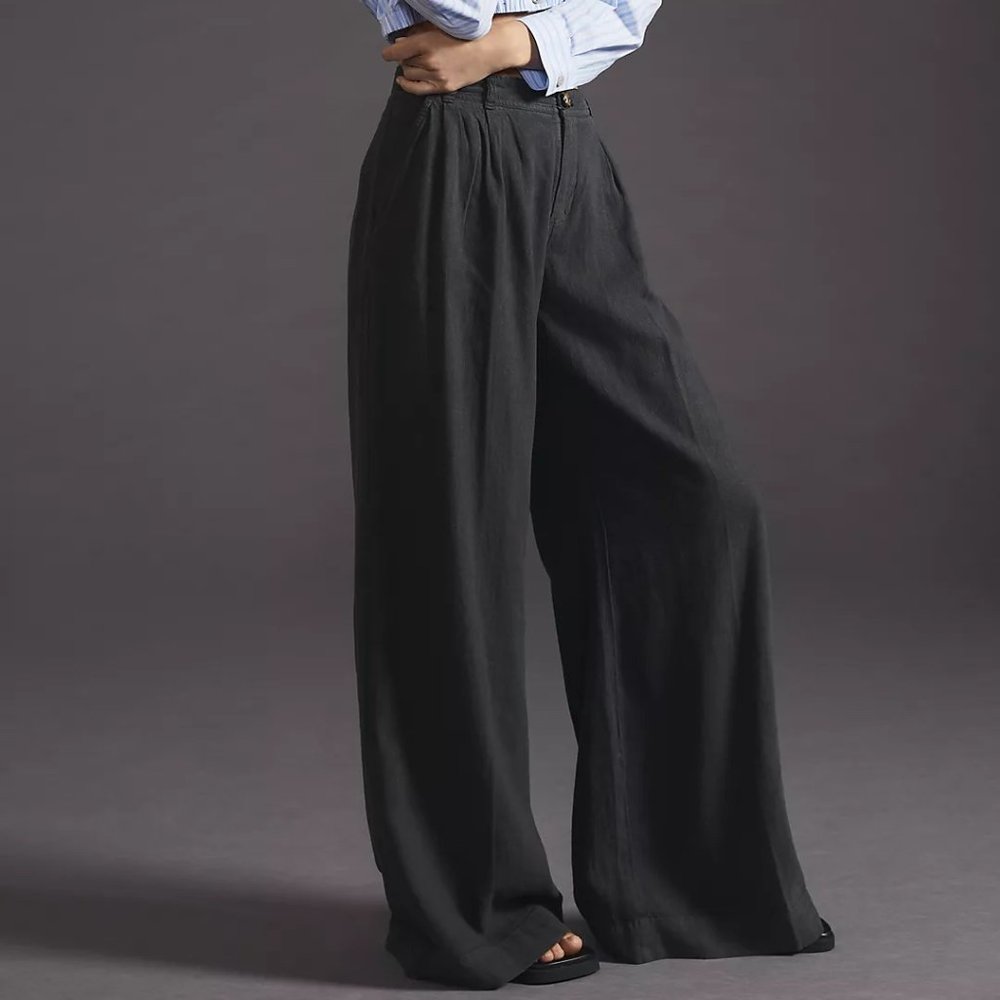 Linen Wide-Leg Trousers by Anthropologie